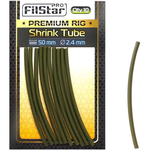 PRO Filstar Angeln Schrumpfschlauch Set 10 x 50 MM, Dia 2.4MM - Anti Tangle Sleeves für Futterkorb - Hülse für Angelhaken mit Vorfach - Carp Fishing Line Aligner - Karpfen Zubehör - Method Feeder PRO Filstar Angeln Schrumpfschlauch Set 10 x 50 MM, Dia 2.4MM - Anti Tangle Sleeves für Futterkorb - Hülse für Angelhaken mit Vorfach - Carp Fishing Line Aligner - Karpfen Zubehör - Method Feeder von PRO Filstar