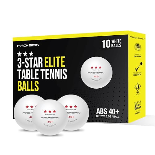 PRO SPIN Tischtennisbälle Elite-Serie – Weiße Premium Tischtennisbälle 3 Sterne| Leistungsstarke 40+ ABS-Bälle auf Turnierniveau | Perfekte Rundung, Perfekter Spin | Präzise Sprungkraft | Langlebig von PRO SPIN