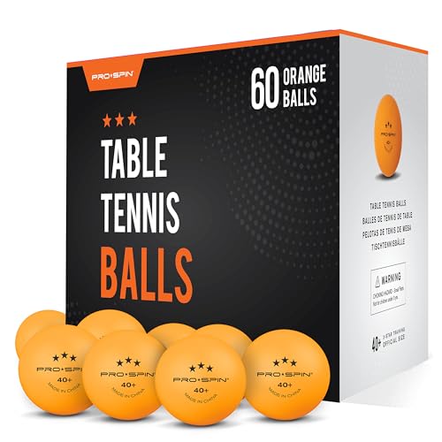 PRO SPIN Tischtennisbälle -Orange Tischtennisbällen 3 Sterne 40+ (60er-Pack) | Hochwertige ABS-Trainingsbälle | Extrem Robust für Innen- und Außen-Tischtennisplatten, Wettbewerb und Spiel von PRO SPIN