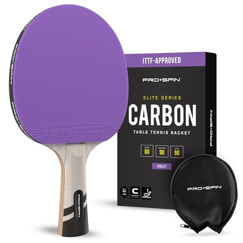 PRO-SPIN Tischtennisschläger - Hochwertiger Tischtennisschläger mit Carbonfaser | Limited Edition in Violett | Elite-Serie 7-lagiges Schlägerblatt mit Premium Gummi| Inklusive Schutz-Hülle von PRO SPIN