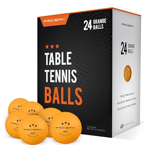PRO SPIN Tischtennisbälle -Orange Tischtennisbällen 3 Sterne 40+ (24er-Pack) | Hochwertige ABS-Trainingsbälle | Extrem Robust für Innen- und Außen-Tischtennisplatten, Wettbewerb und Spiel von PRO SPIN