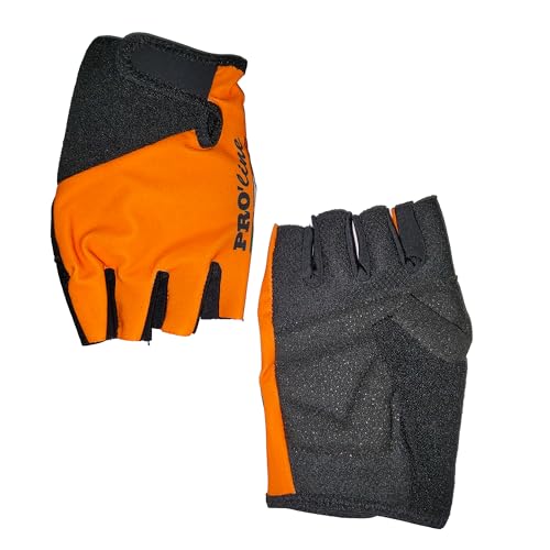 PRO' line Professionelle orangefarbene Handschuhe mit Klettverschluss, Anti-Kalk, Radfahren, Fitnessstudio, Laufen, MTB, Spinning, Medium, Logo blau von PRO' line