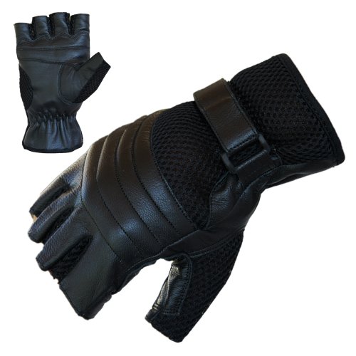 PROANTI Motorradhandschuhe Leder Mesh Chopper Handschuhe (Gr. S - XL, schwarz) (XXL) von PROANTI