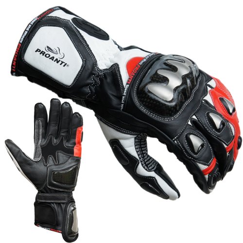 PROANTI Motorradhandschuhe Racing Pro | Leder Motorrad Renn Handschuhe mit Protektoren | Extra Schutz für Knöchel, Finger und Handballen | Komfortable Passform, strapazierfähig und langlebig | Rot, M PROANTI Motorradhandschuhe Racing Pro | Leder Motorrad Renn Handschuhe mit Protektoren | Extra Schutz für Knöchel, Finger und Handballen | Komfortable Passform, strapazierfähig und langlebig | Rot, M von PROANTI
