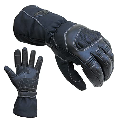 PROANTI Regen Motorradhandschuhe Winter Motorrad Handschuhe mit Langer Stulpe Visierwischer Touchscreen-Funktion (XXL) von PROANTI