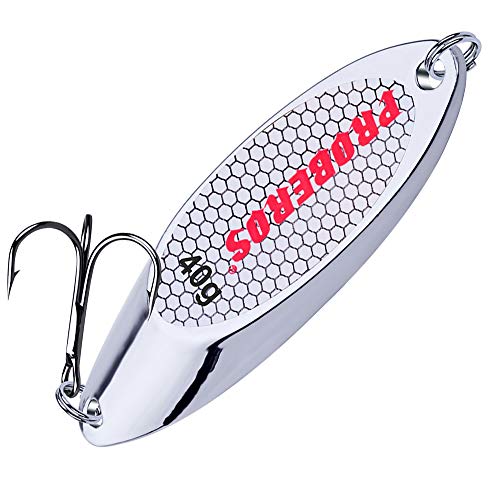 PROBEROS Angellöffel, Köder, Barschköder, Jiggingköder, Tackle mit Drillingshaken, Hartmetalllöffel, Angelköder, Gewichtspicker, 10 Stück/Packung, 40 g, Silber PROBEROS Angellöffel, Köder, Barschköder, Jiggingköder, Tackle mit Drillingshaken, Hartmetalllöffel, Angelköder, Gewichtspicker, 10 Stück/Packung, 40 g, Silber von PROBEROS