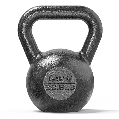 PROIRON Kettlebell Professional Kugelhantel aus Gusseisen, 12kg Gewichten Guss Schwunghantel Kugelgewicht Krafttraining - Schwarz Kettlebells von PROIRON