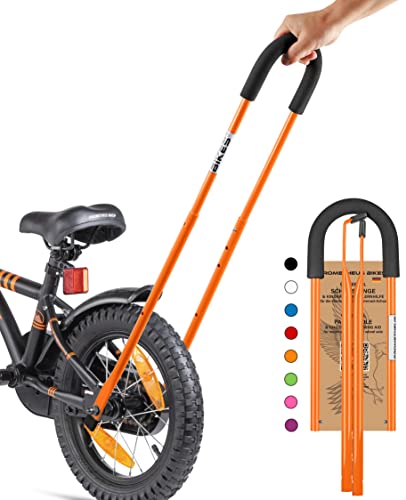 Prometheus Bicycles Fahrradstange für Kinderfahrrad | Schiebestange Kinderfahrrad | verstellbare Schubstange Fahrrad Kinder - Achsmontage | Orange von PROMETHEUS BICYCLES
