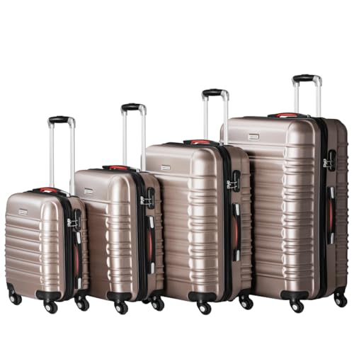 PROVITERA Set aus 4 Hartschalenkoffern aus ABS, Hartschalenkoffer S-M-L-XL, Teleskopgriff und 4 Easy Roll-Roll-Rollen, Vorhängeschloss mit Codeschloss, robuster Reisetrolley mit Handgepäck, PROVITERA Set aus 4 Hartschalenkoffern aus ABS, Hartschalenkoffer S-M-L-XL, Teleskopgriff und 4 Easy Roll-Roll-Rollen, Vorhängeschloss mit Codeschloss, robuster Reisetrolley mit Handgepäck, von PROVITERA