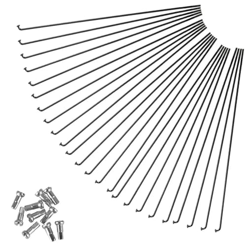 PRPRP Fahrradspeichen, 24 Stück Fahrradspeichen 255 mm 275 mm 289 mm Fahrradstahlspeichen und Nippel for Felgengröße 27,5/26/29 Zoll Fahrräder(275MM) von PRPRP