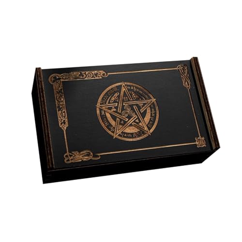 PTILSERY Tarotkarten-Box, Astrologie, Schmuckkästchen, Holz, Tarotkarten-Aufbewahrungsbox für Wahrsager, Hexen-Dekoration von PTILSERY