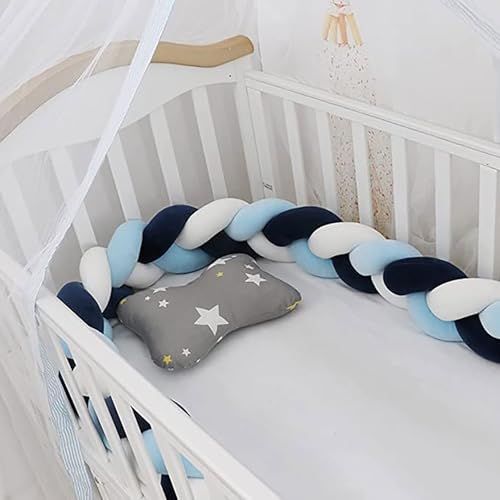 PTKG Babybett Umrandungen Bettschlange Geflochten Knotenkissen Baby Bettumrandung 3 Strands Seitenschläferkissen Baby Nestschlange Babybett Seitenschläferkissen Baby Geflochten,A07,4m von PTKG