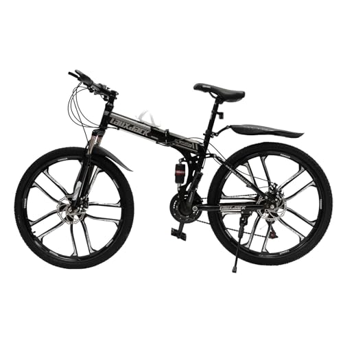 PUDLOR 26 Zoll MountainbikeOutdoor-Sport Mountenbike Carbon Stahl Fahrrad mit Vorne und Hinten Scheibenbremsen 21 Speed Variable MTB Bike, für Jungen, Mädchen, Frauen und Männer (Schwarz) von PUDLOR