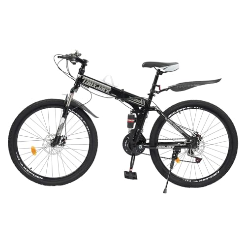 PUDLOR Talson 26 Zoll Mountainbike Outdoor-Sport Mountenbike Carbon Stahl Fahrrad mit Vorne und Hinten Scheibenbremsen 21 Speed Variable MTB Bike, für Jungen, Mädchen, Frauen und Männer Schwarz&Weiß von PUDLOR