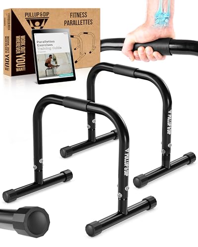 PULLUP & DIP Fitness Parallettes, Medium Minibarren aus Stahl, Handstand Barren mit extra breitem Griff für Calisthenics, Gymnastik und Turnen, In- und Outdoor PULLUP & DIP Fitness Parallettes, Medium Minibarren aus Stahl, Handstand Barren mit extra breitem Griff für Calisthenics, Gymnastik und Turnen, In- und Outdoor von PULLUP & DIP
