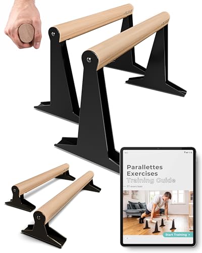 PULLUP & DIP Holz Parallettes, Low & Medium Minibarren Handstand Barren mit ergonomischem Holz Griff, Liegestützgriffe Push-up Bars für Calisthenics und Turnen, In- und Outdoor (MEDIUM Parallettes) von PULLUP & DIP