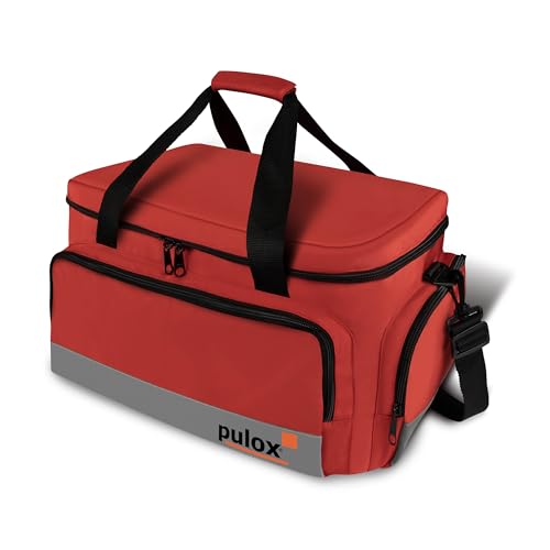 PULOX Erste-Hilfe Notfalltasche inkl. Befüllung & Pulsoximeter PO-200 Solo - Große, professionelle Sanitätstasche aus Nylon in Rot/Gefüllt PULOX Erste-Hilfe Notfalltasche inkl. Befüllung & Pulsoximeter PO-200 Solo - Große, professionelle Sanitätstasche aus Nylon in Rot/Gefüllt von PULOX