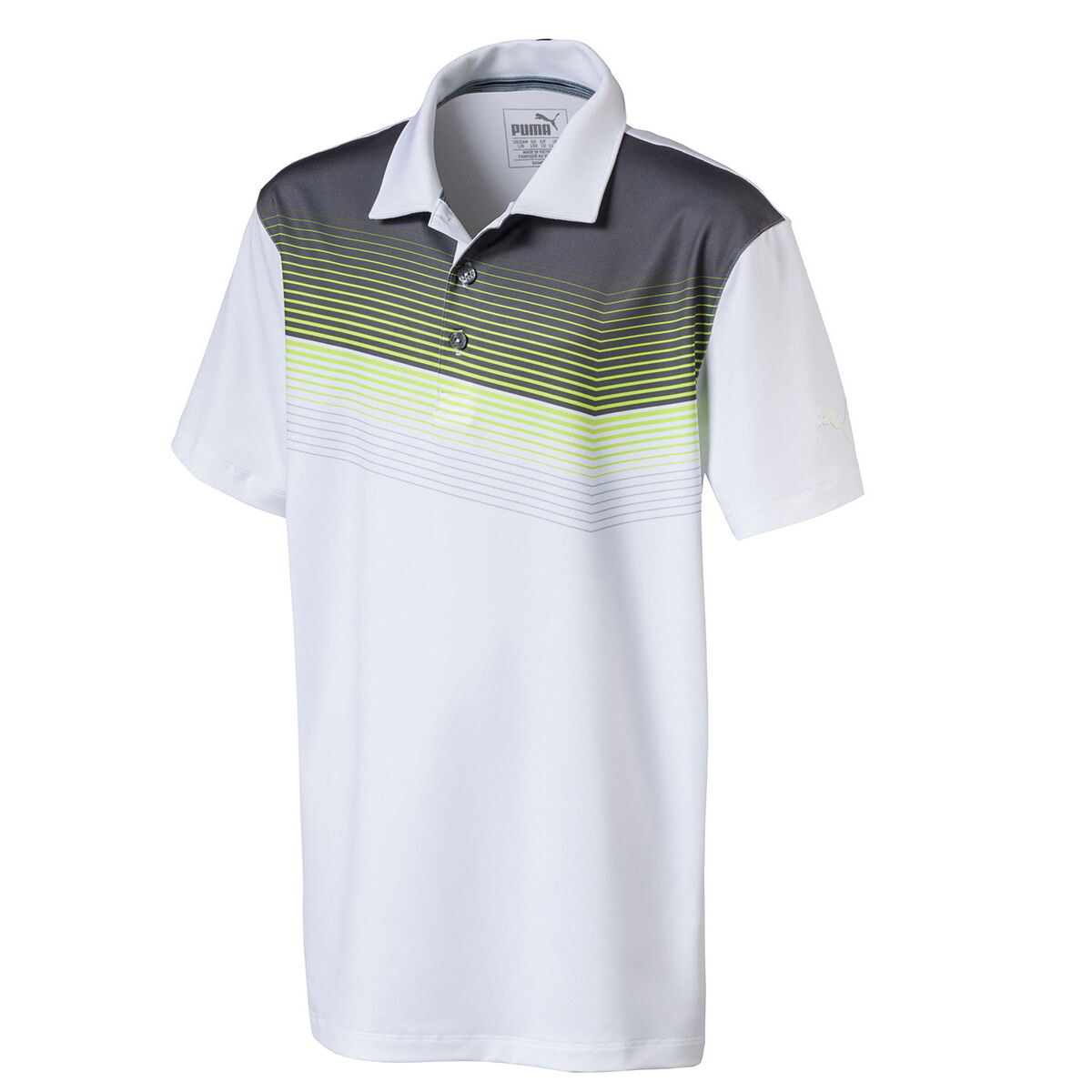 PUMA Golf Road Map Junior Golf Polo Shirt, Unisex, Bright white acid lime, 8 | American Golf von PUMA Golf