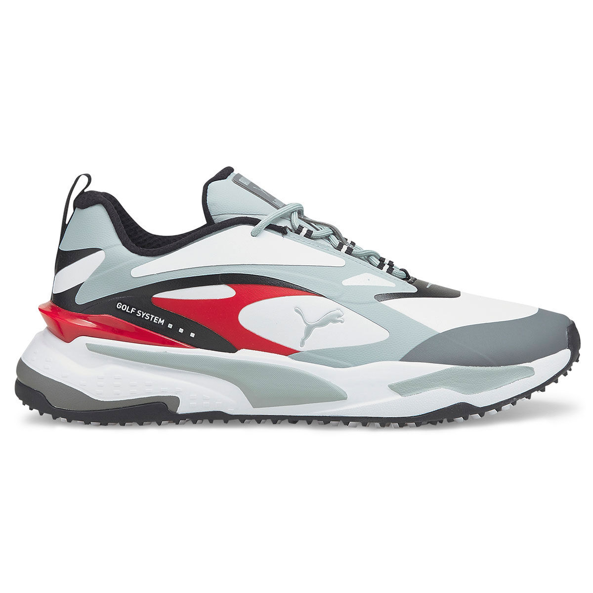 PUMA Golf White, Grey and Red Waterproof Colour Block GS-Fast Spikeless Golf Shoes, Size: 7 | American Golf von PUMA Golf