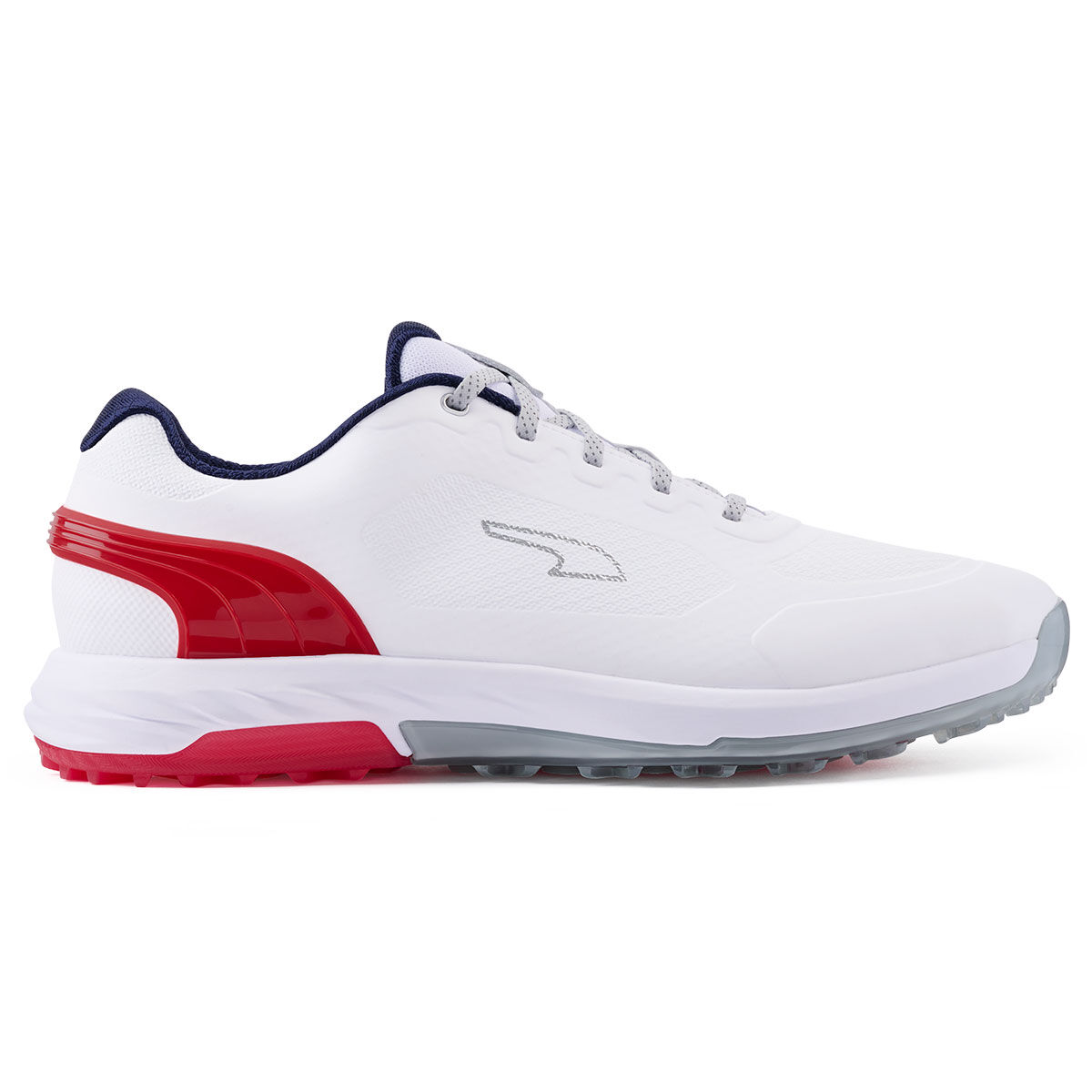 PUMA Men's ALPHACAT NITRO Waterproof Spikeless Golf Shoes, Mens, White/red/navy, 8 | American Golf von PUMA Golf