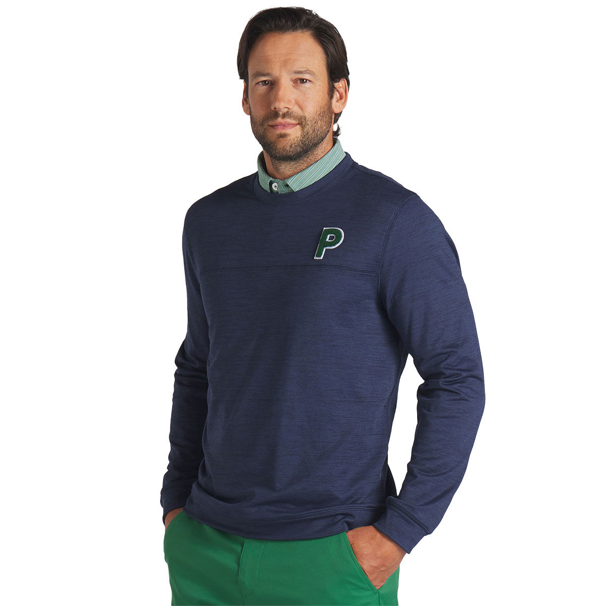 PUMA Men's CLOUDSPUN Patch Crewneck Golf Sweater, Mens, Navy heather, Xl | American Golf von PUMA Golf