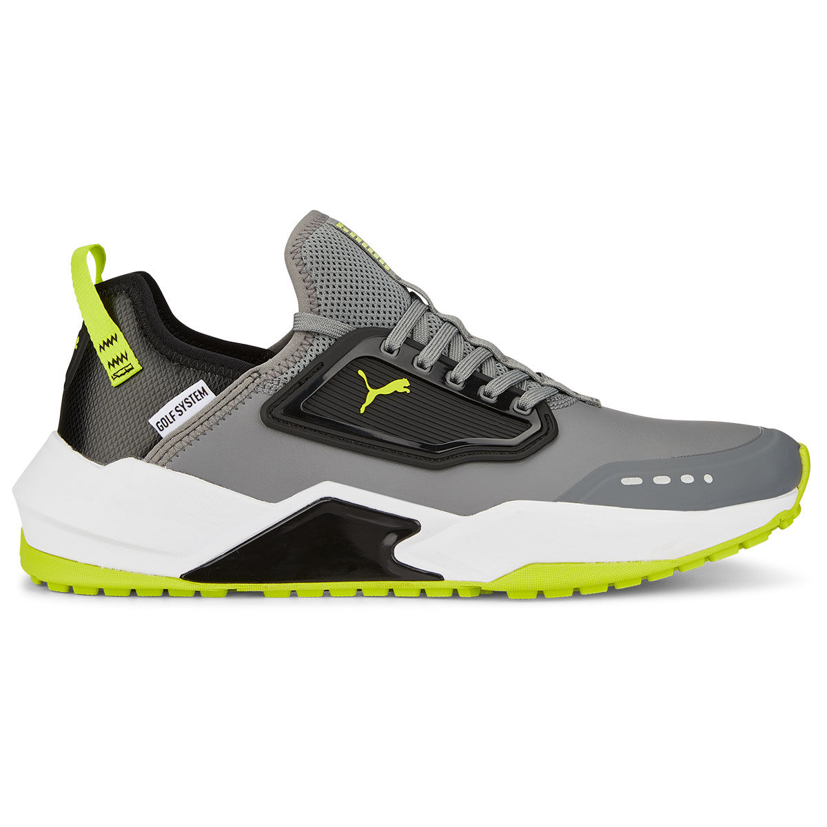 PUMA Men's GS-One Waterproof Spikeless Golf Shoes, Mens, Quiet shade/black lime/smash, 7 | American Golf von PUMA Golf