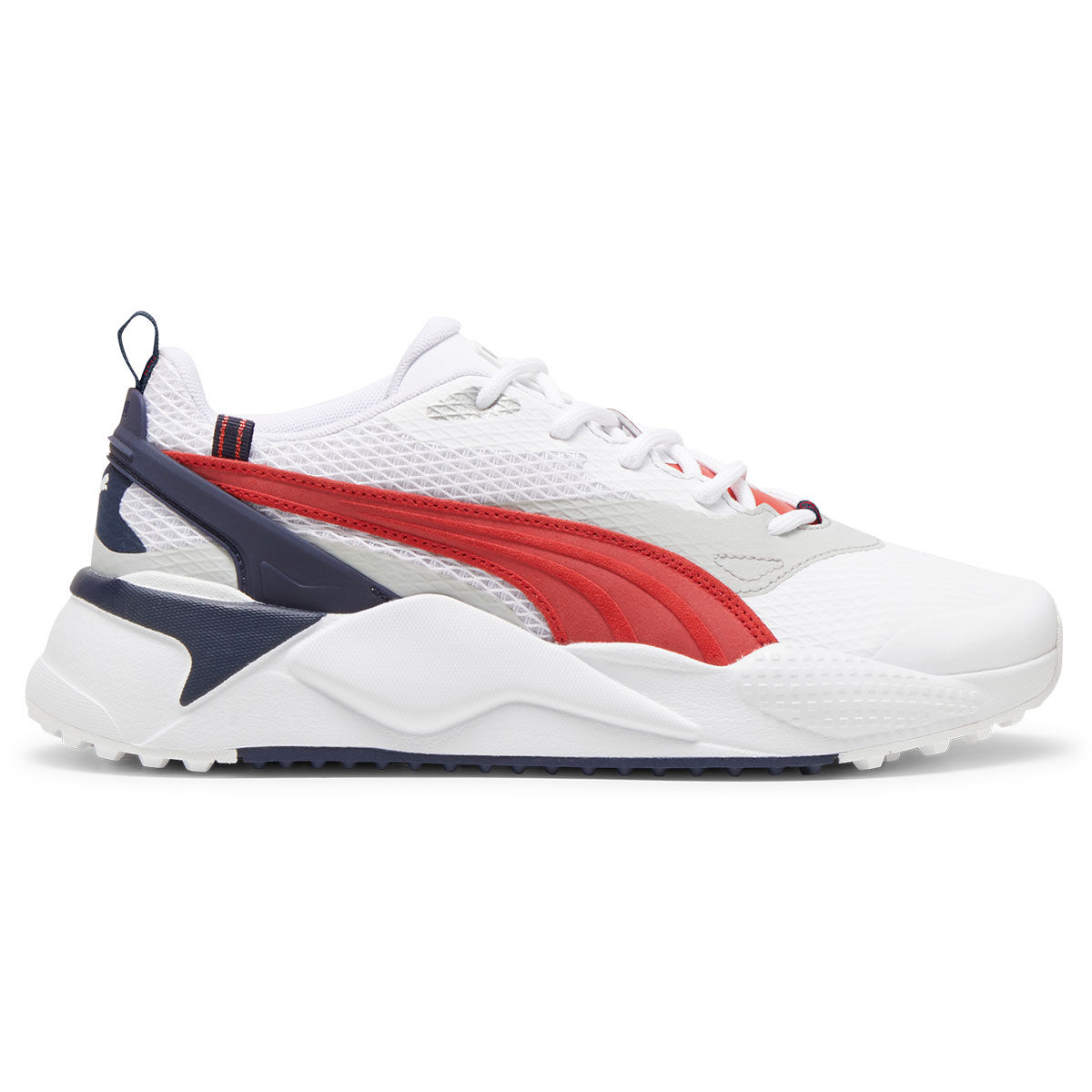 PUMA Men's GS-X Efekt Waterproof Spikeless Golf Shoes, Mens, White/strong red/deep navy, 11 | American Golf von Puma Golf