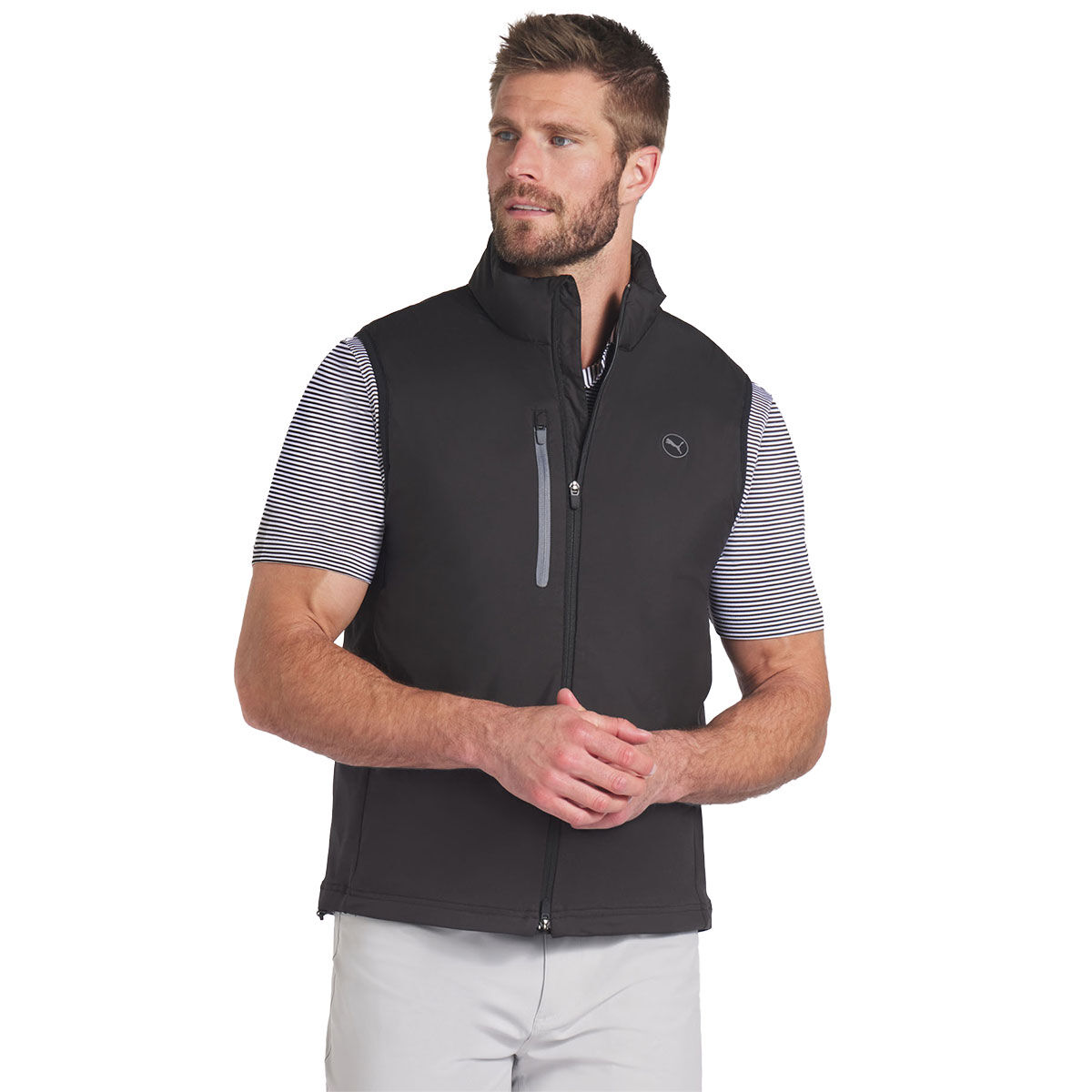 PUMA Golf Men's Hielands Golf Vest, Woven Black, Size: Small | American Golf von Puma Golf