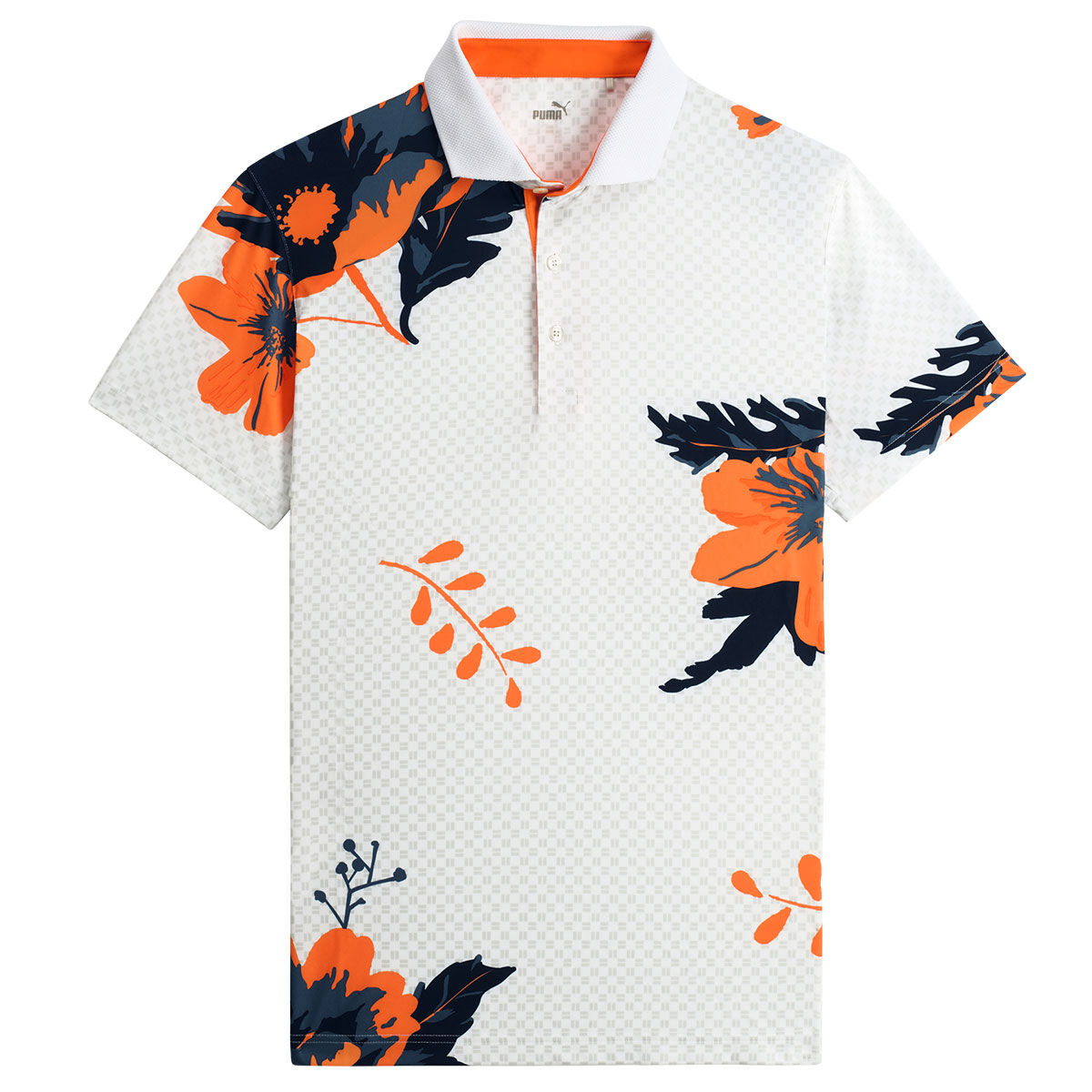 PUMA Men's MATTR Terrance Golf Polo Shirt, Mens, White glow/rickie orange, Large | American Golf von PUMA Golf
