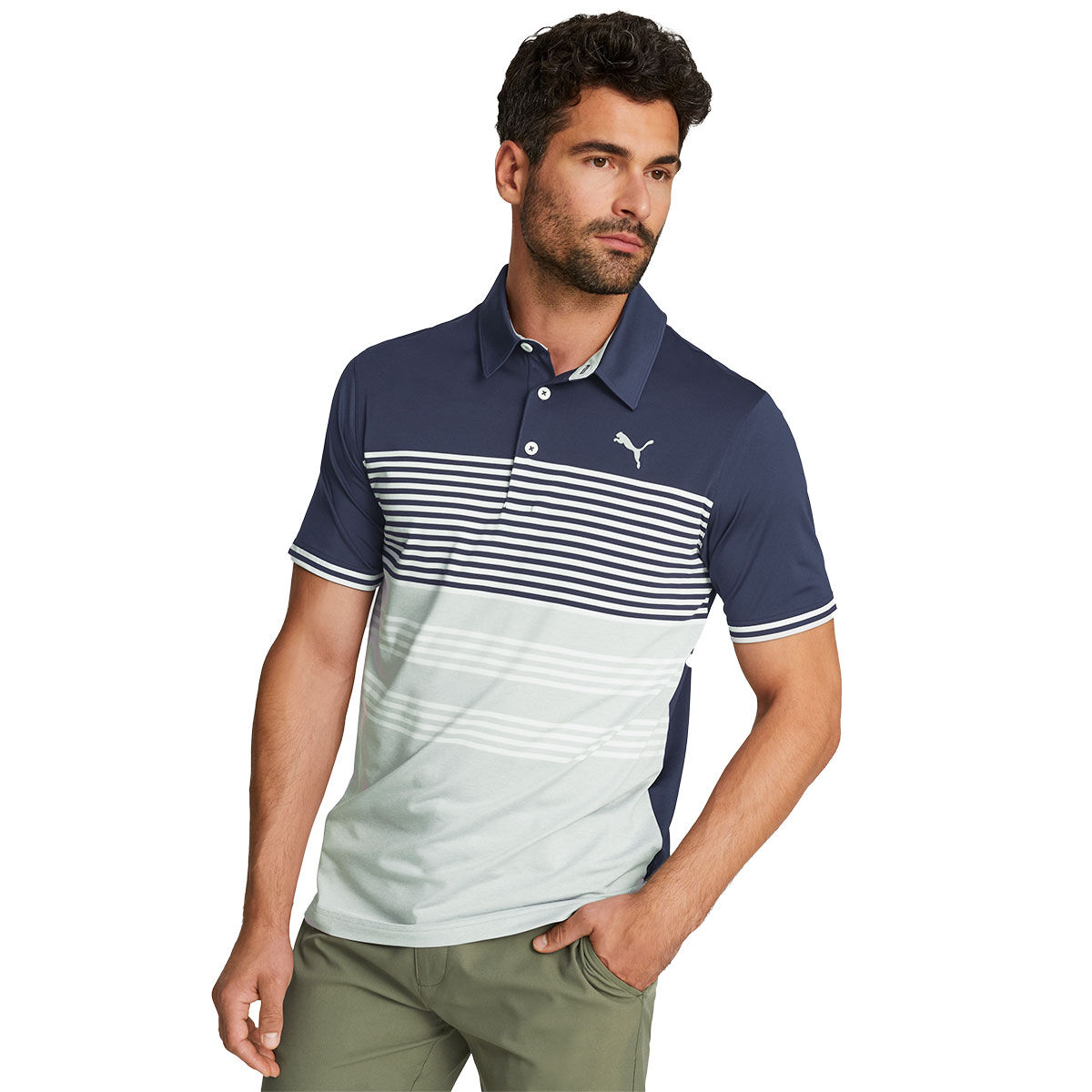 PUMA Men's MATTR Track Golf Polo Shirt, Mens, Navy blazer/high rise, Medium | American Golf von PUMA Golf