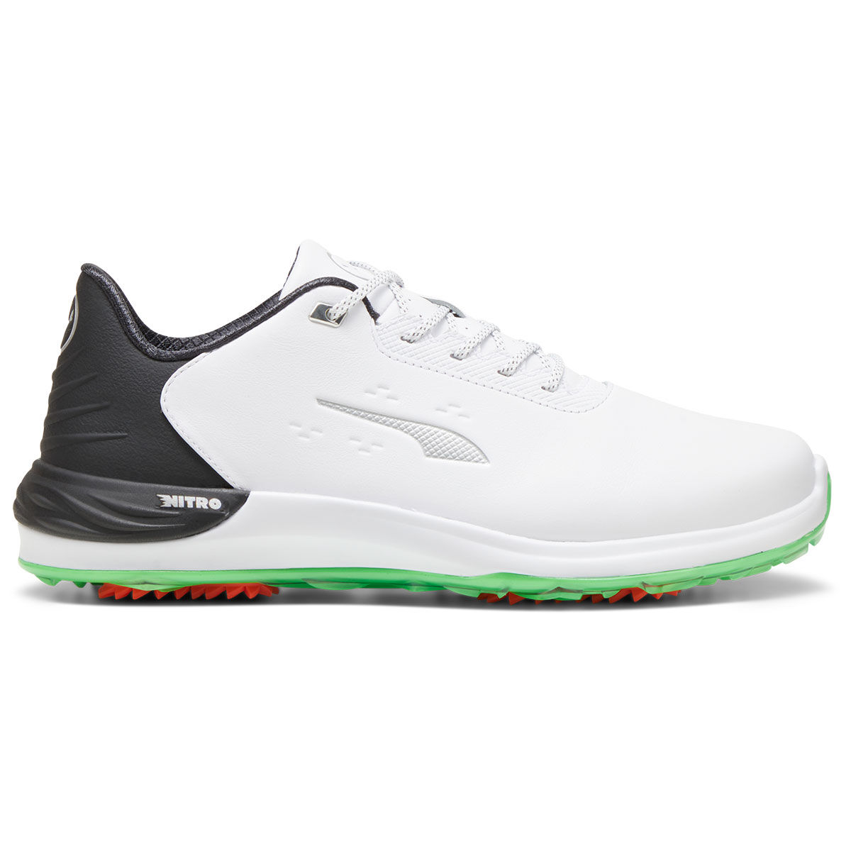 PUMA Men's Phantomcat NITRO™ + Waterproof Spiked Golf Shoes, Mens, White/black/fluro green pes, 8 | American Golf von PUMA Golf