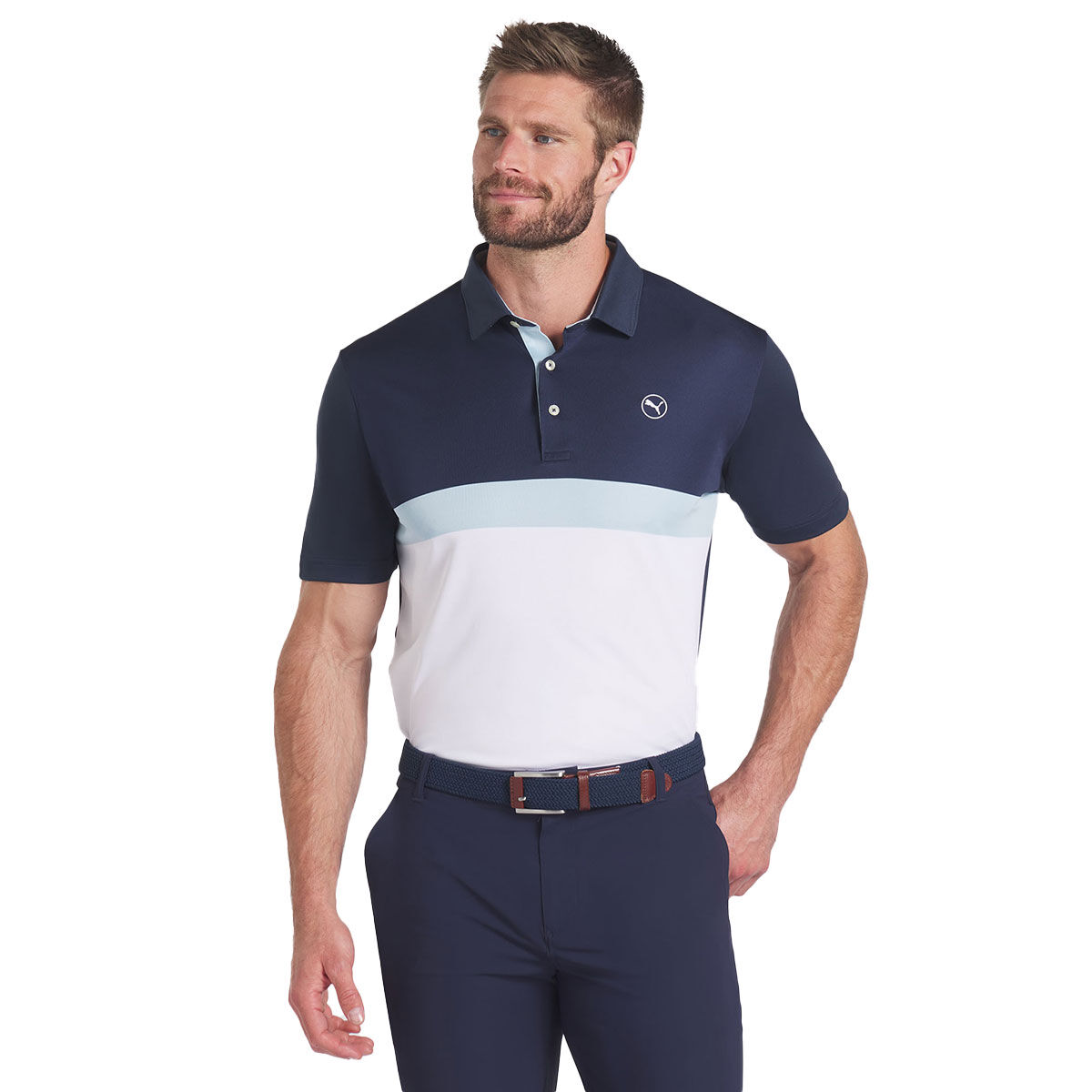 PUMA Men's Pure Colourblock Golf Polo Shirt, Mens, Deep navy/white glow, Large | American Golf von PUMA Golf
