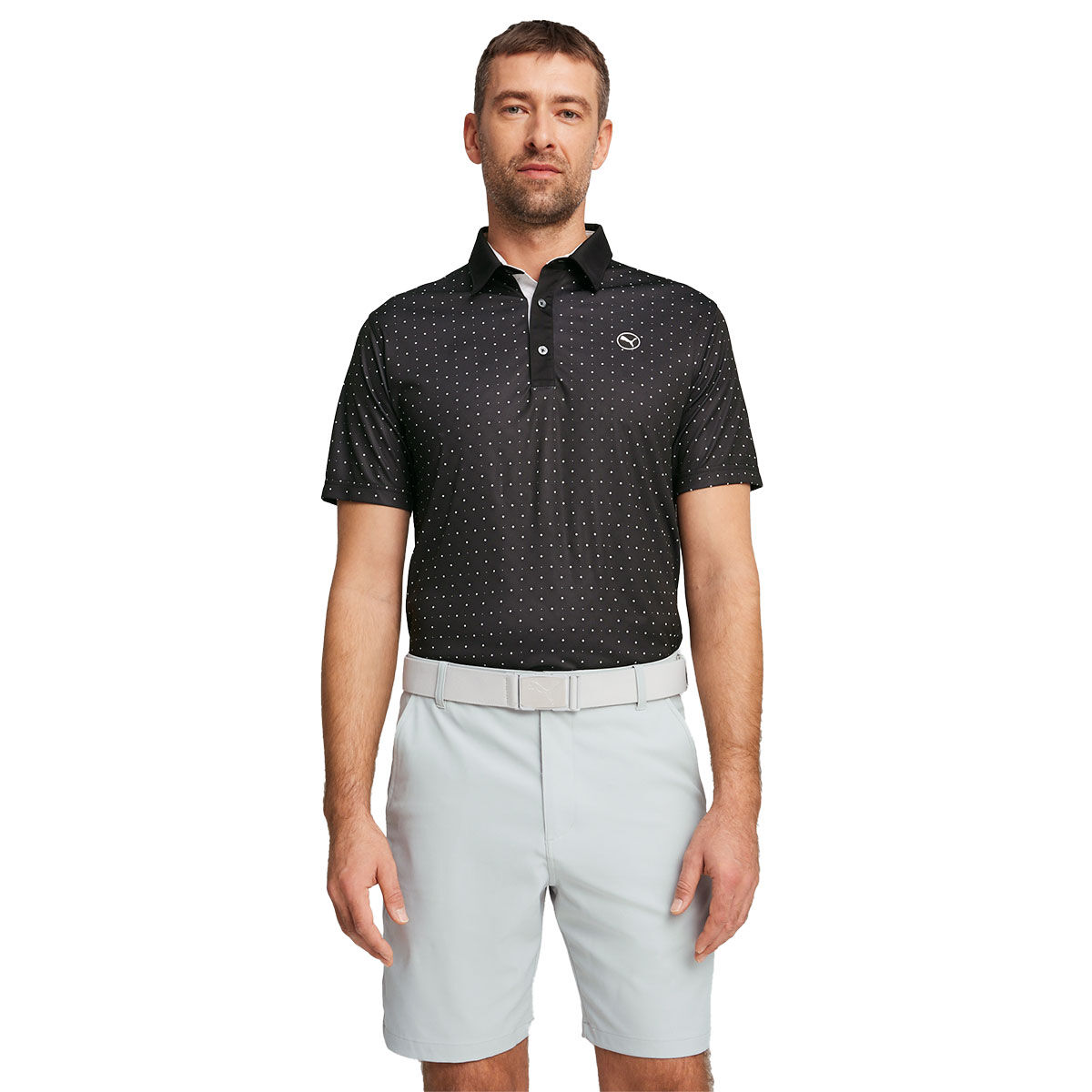 PUMA Men's Pure Geo Golf Polo Shirt, Mens, Black/white glow, Large | American Golf von PUMA Golf