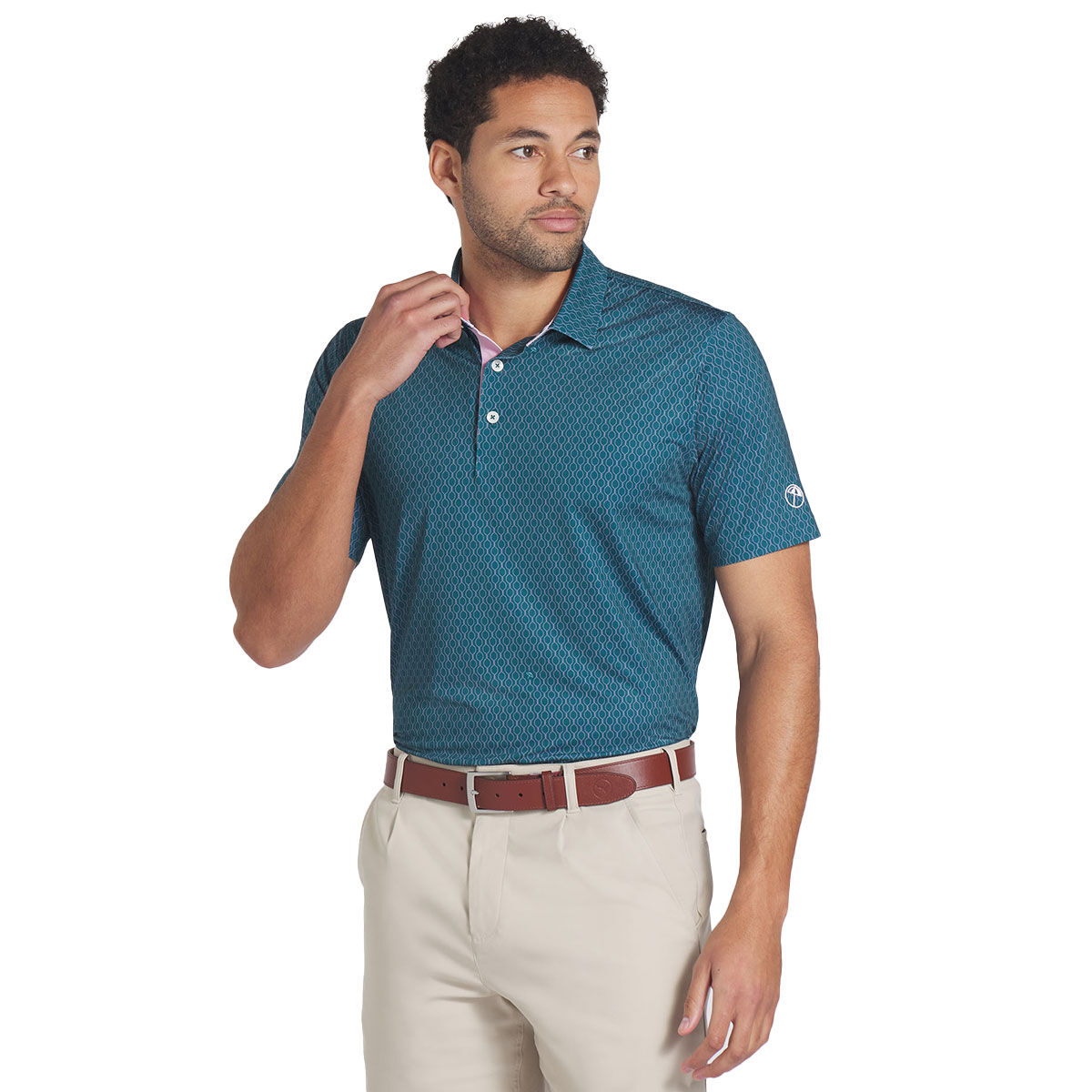 PUMA Men's X Arnold Palmer Citrus Print Golf Polo Shirt, Mens, Cold green/pale pink, Large | American Golf von PUMA Golf