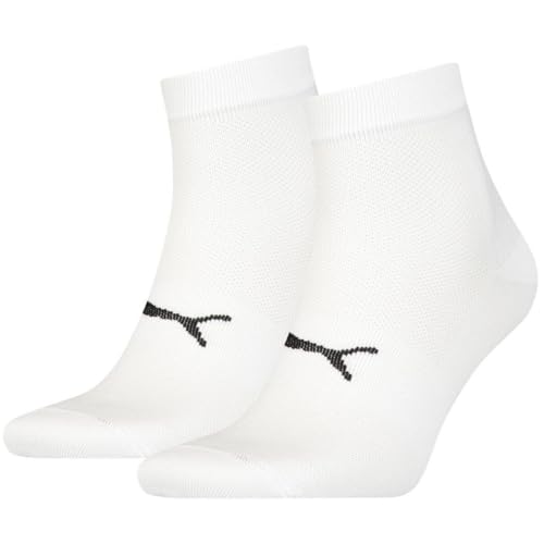 Damen und Herren Unisex Socken Sport Light Quarter von Puma in Weiß, Feuchtigkeitsregulierend. weiß Gr. 43/46 von PUMA