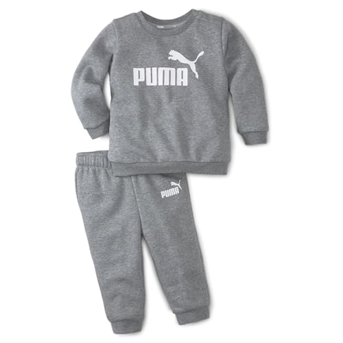 PUMA 846141 Unisex Baby Minicats Ess Crew Jogger Fl Jogginganzug, Medium Gray Heather, 80 EU von PUMA