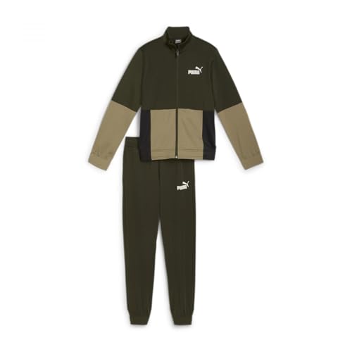 PUMA Colorblock Poly Suit cl B, Jungen Trainingsanzug, Dark Olive, 676373 von PUMA