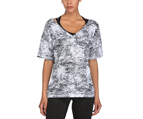 PUMA Damen Dancer Drapey Tee T-Shirt, Black Quarry/White/Black Nature PRT, S PUMA Damen Dancer Drapey Tee T-Shirt, Black Quarry/White/Black Nature PRT, S von PUMA