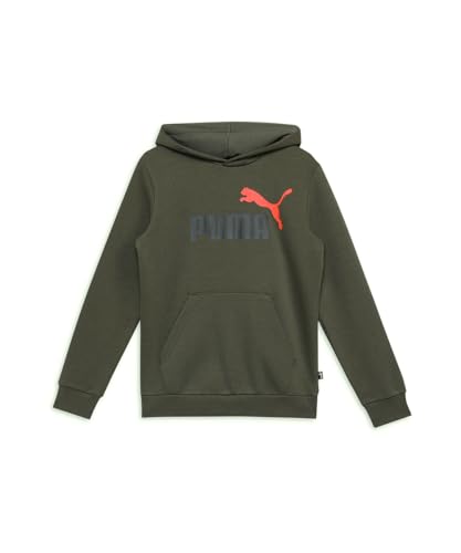 PUMA ESS+ 2 Col Big Logo Hoodie FL B, Jungen Schweiß, Dark Olive, 586987 von PUMA