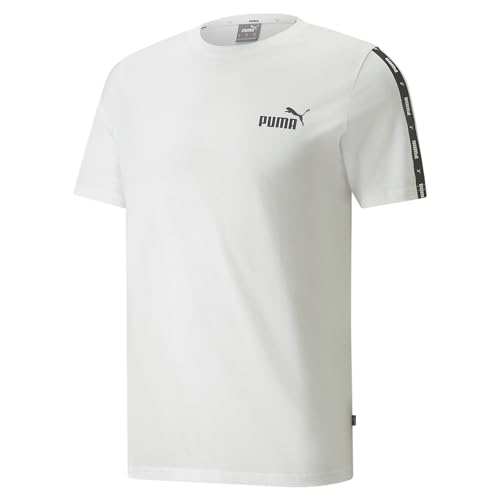 PUMA Herren Baumwollshirt Shirt T-Shirt Kurzarm-Shirt ESS+ Tape Tee, Farbe:Weiß, Artikel:-02 puma white, Größe:M von PUMA