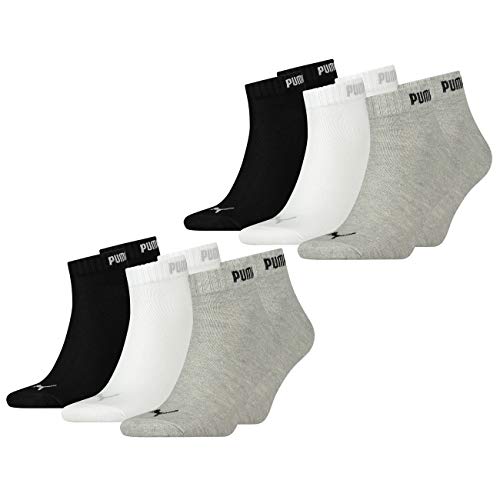PUMA Herren Damen Unisex Quarter Clyde Sport Socken 35-38 39-42 43-46 47-49 Schwarz Weiß Grau Blau, Größe:35-38, Farbe:Grey/White/Black (882) von PUMA
