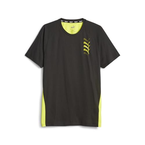 PUMA Herren Puma Fit Triblend Ultrabreathe Tee T Shirt, Puma Black-yellow Burst, XXL EU von PUMA