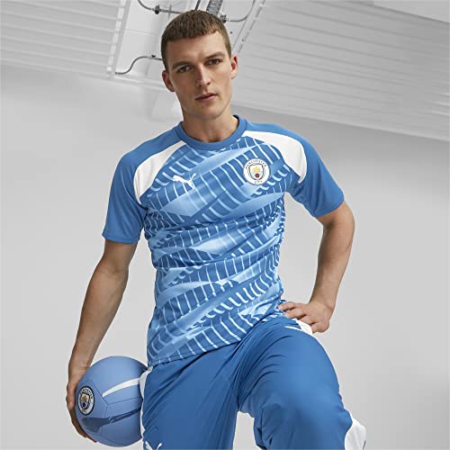PUMA MCFC Unisex Prematch Ss Jersey T-Shirt, blau, M PUMA MCFC Unisex Prematch Ss Jersey T-Shirt, blau, M von PUMA