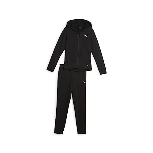 PUMA Mädchen Hooded Sweat Suit FL Cl G Trainingsanzug, Schwarz, 140 von PUMA