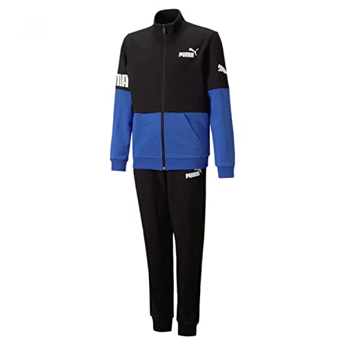 PUMA Power Sweat Suit Tr B Trainingsanzug, Black-royal blue, 152 von PUMA