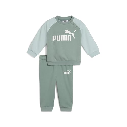 PUMA Unisex Baby MINICATS ESS Raglan Crew Set FL INF Gestrickte Anzüge, Green Moon, von PUMA