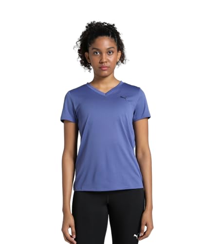 PUMA Unisex W TAD Essential Vneck Tee T-Shirts, Blue Crystal, PUMA Unisex W TAD Essential Vneck Tee T-Shirts, Blue Crystal, von PUMA