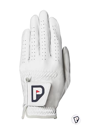 PUR3 GOLF | Individuelle Farben | Premium Cabretta-Leder 2.0 Golfhandschuh für Rechts- und Linkshänder | Cabretta-Leder, Ballmarker enthalten (Perlweiß, XL, links) von PUR3 GOLF
