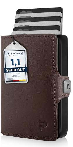 PURISTO KLIK Minimal Slim Wallet - Mini Portemonnaie und Geldbörse für Herren aus Echtleder - Kleines Kartenetui mit RFID Schutz für 10-12 Karten - Dunkelbraun PURISTO KLIK Minimal Slim Wallet - Mini Portemonnaie und Geldbörse für Herren aus Echtleder - Kleines Kartenetui mit RFID Schutz für 10-12 Karten - Dunkelbraun von PURISTO
