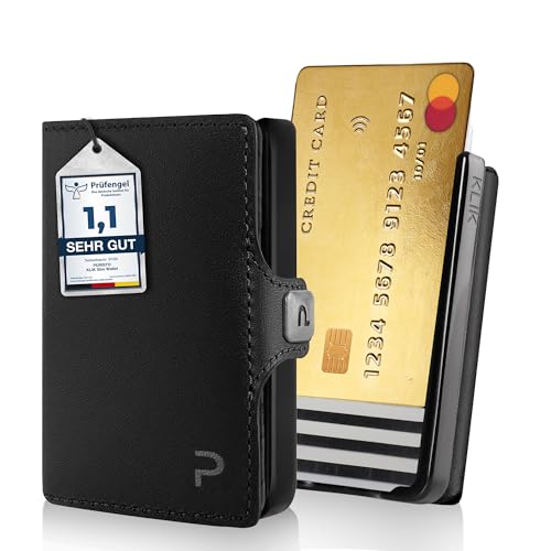 PURISTO® Slim Wallet mit RFID Schutz - Kartenetui Vegan Mini Geldbörse Herren klein - Kreditkartenetui - Modell KLIK® Herren Portemonnaie klein - Credit Card Holder Geldbeutel Herren - bis 8 Karten von PURISTO